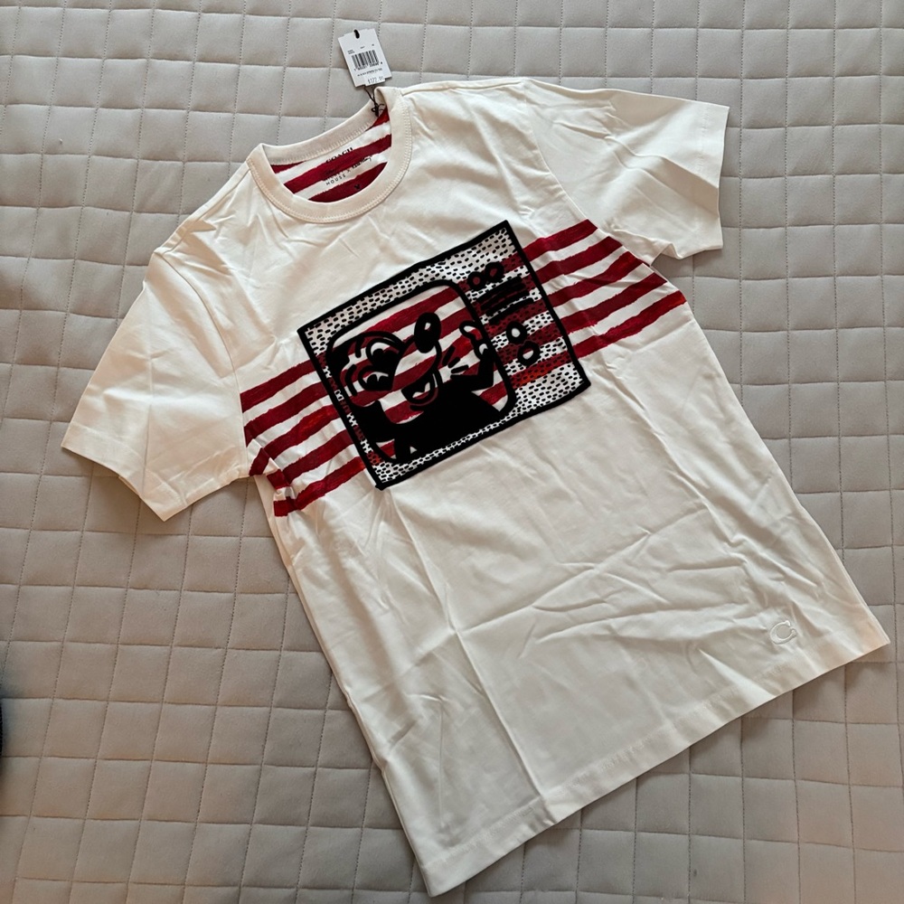 Coach x Disney - White and Red Mickey Mouse Graphic Short Sleeve Tee/T-Shirt